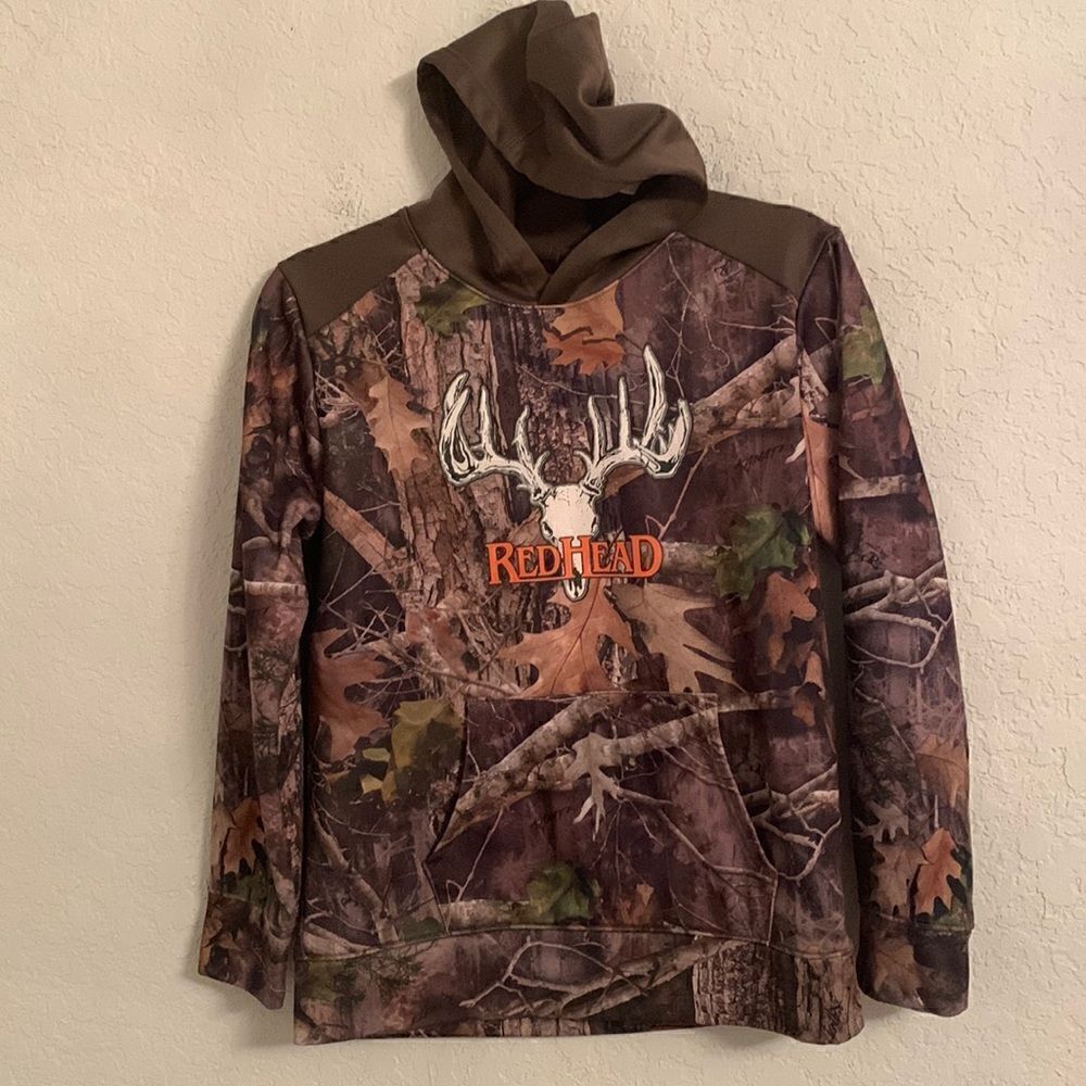 Red Head Brand CO Deer Logo Camo Kids Hoodie Pullover Size XL